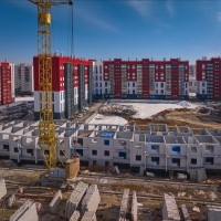 Ход строительства новых домов в экорайоне «Вишневая горка». Март 2024